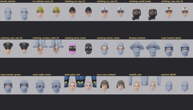 Helmets, caps and masks refitted on the new heads