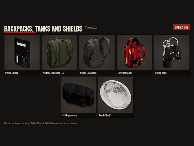 Backpacks, tanks and shields