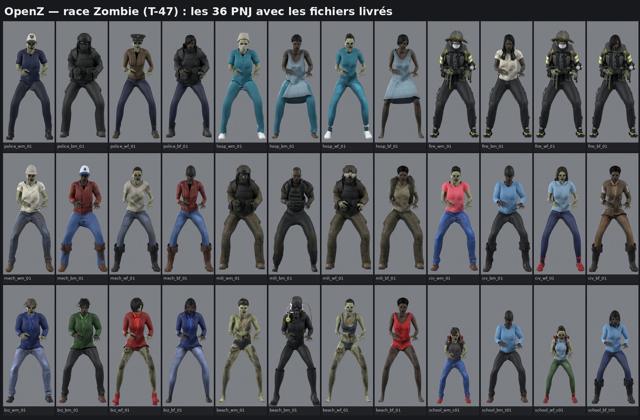 The 36 zombie characters